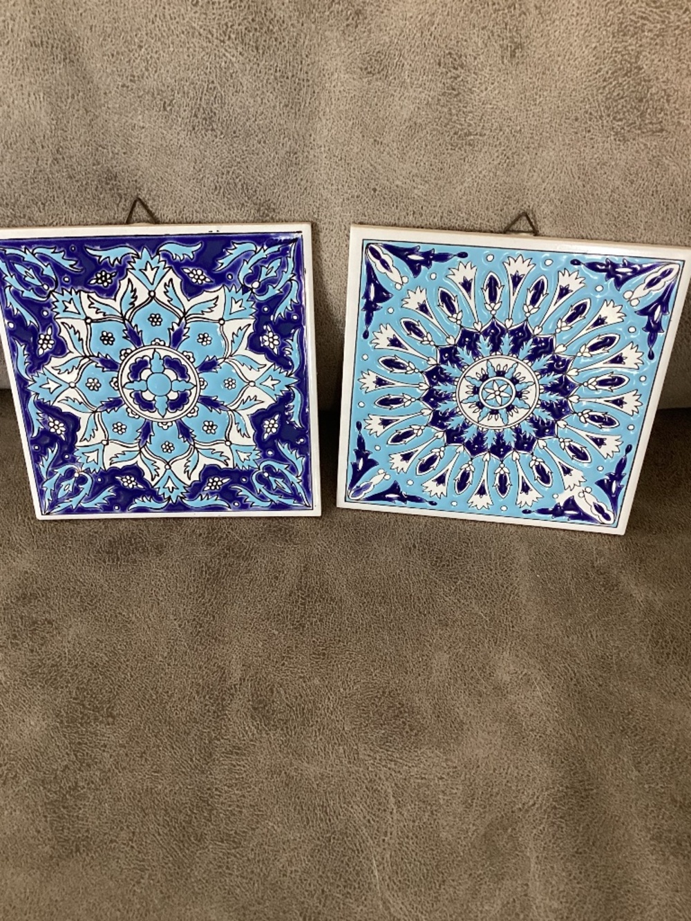 Vintage Hand-painted in Greece tile set
